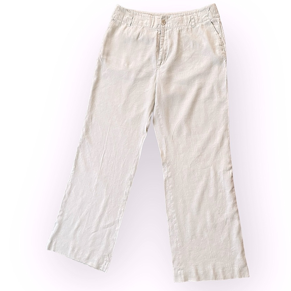 Banana Republic Harrison stretch linen blend wide leg high rise pants size 14L